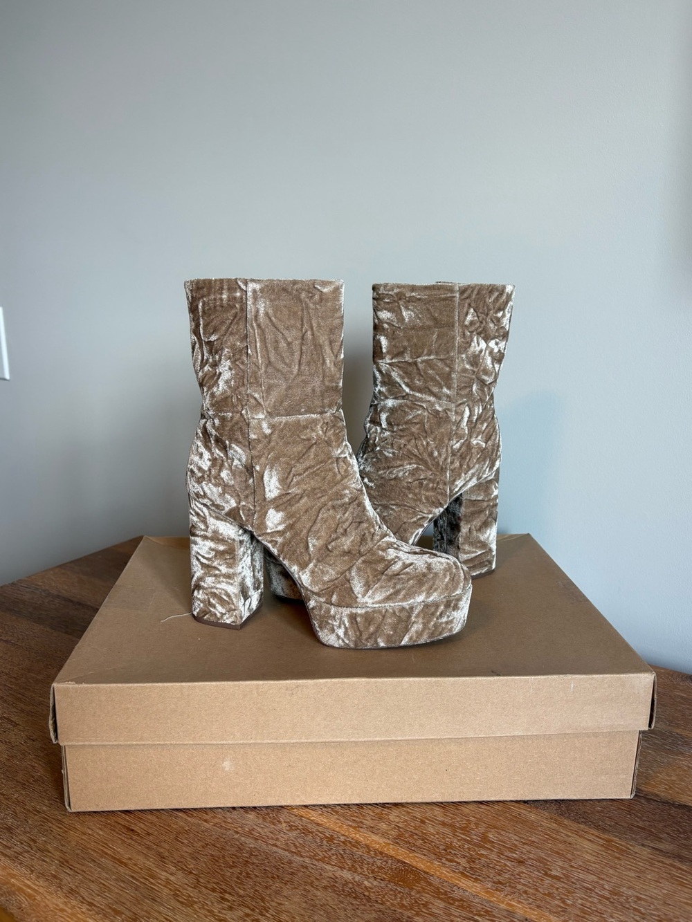 Urban Outfitters Crushed Velvet Platform Go-Go Boots